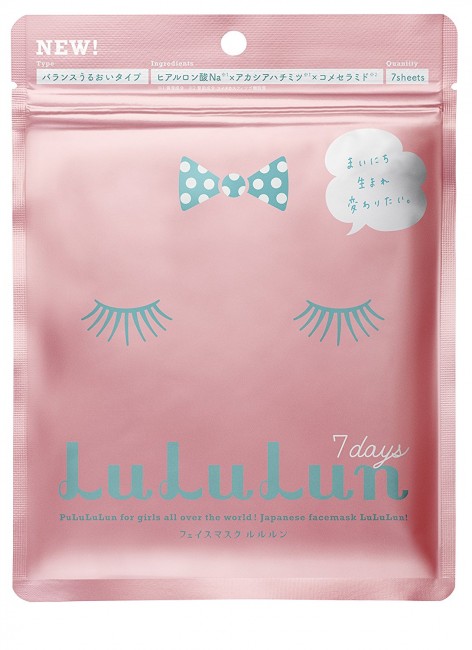 JAPAN Lululun Face Mask 7 Sheet Moisturize / Brightening / Balanced Mask - pink - balanced moisture type - lun-pink7