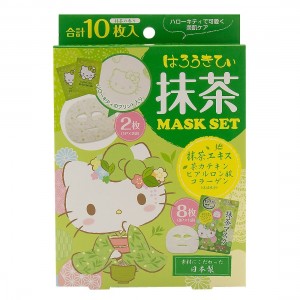 Japan Gals Sheet Mask Hello Kitty Moisture / Horse Oil / Green Tea Facial Mask 10 Sheets - Green Tea - 4513915012250